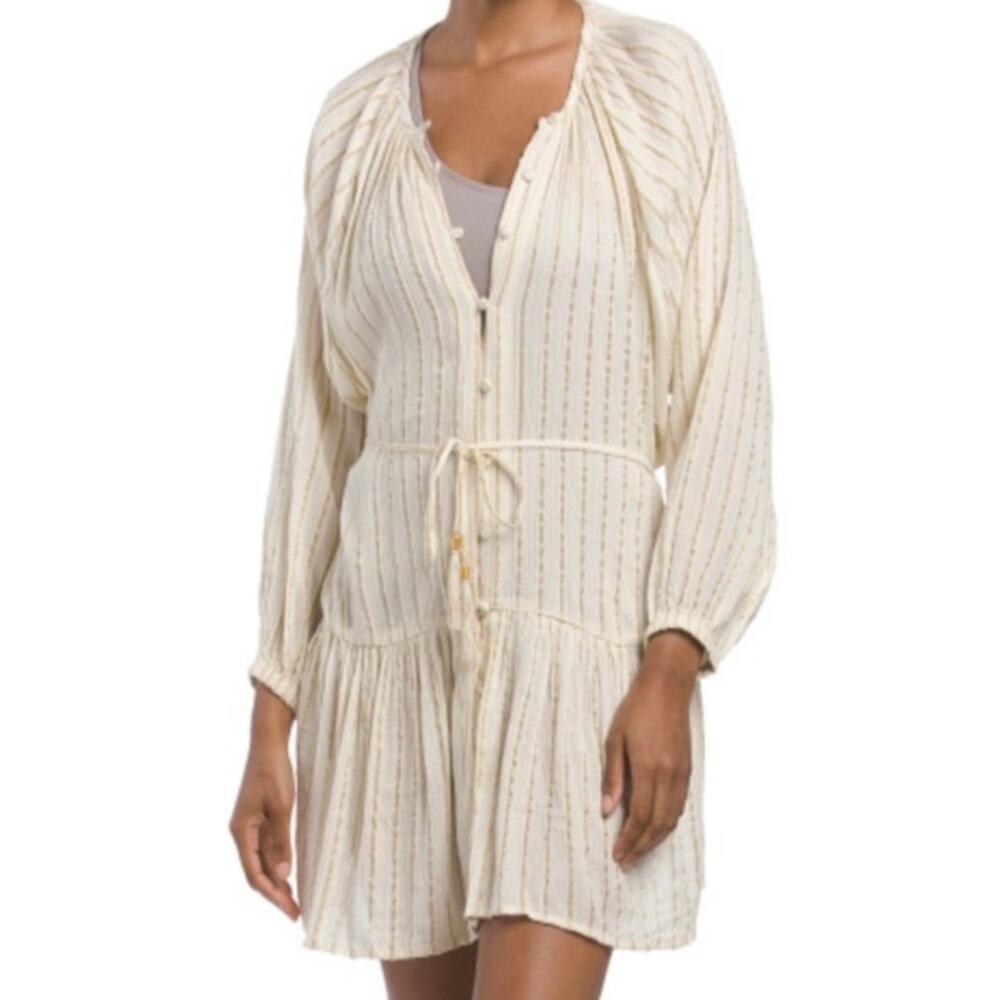 L*SPACE VIDA MINI COVERUP DRESS APRICOT GOLD SIZE SM